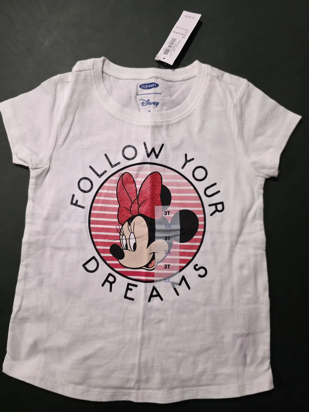 Old Navy White Minnie Mouse Tee with Pink Bow Graphic